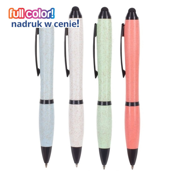 Ekologiczny długopis, touch pen 1933, <b>z nadrukiem full color</b><strong>, komplet 50 szt.</strong>